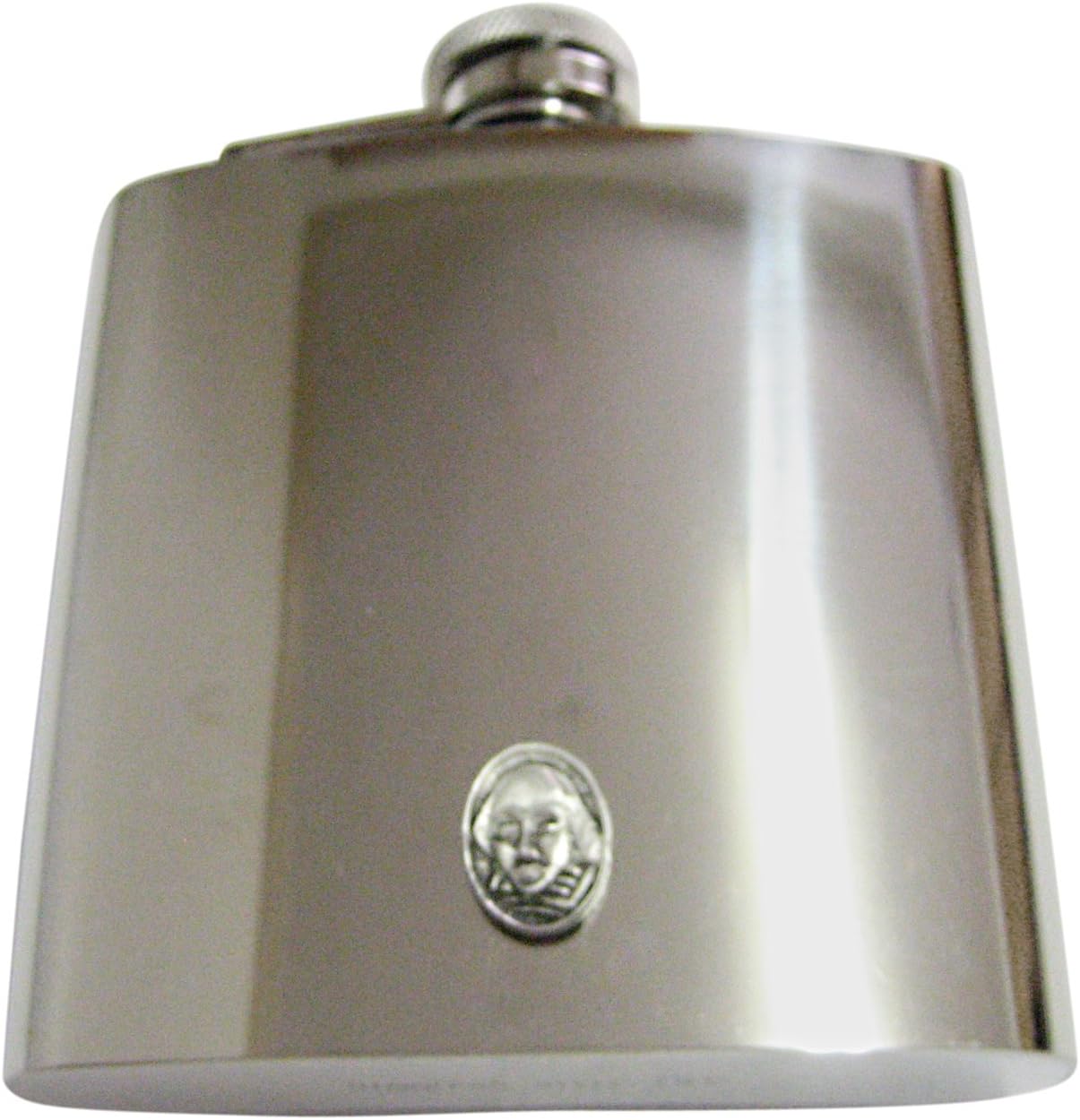 Kiola Designs William Shakespeare Head 6 Oz. Stainless Steel Flask