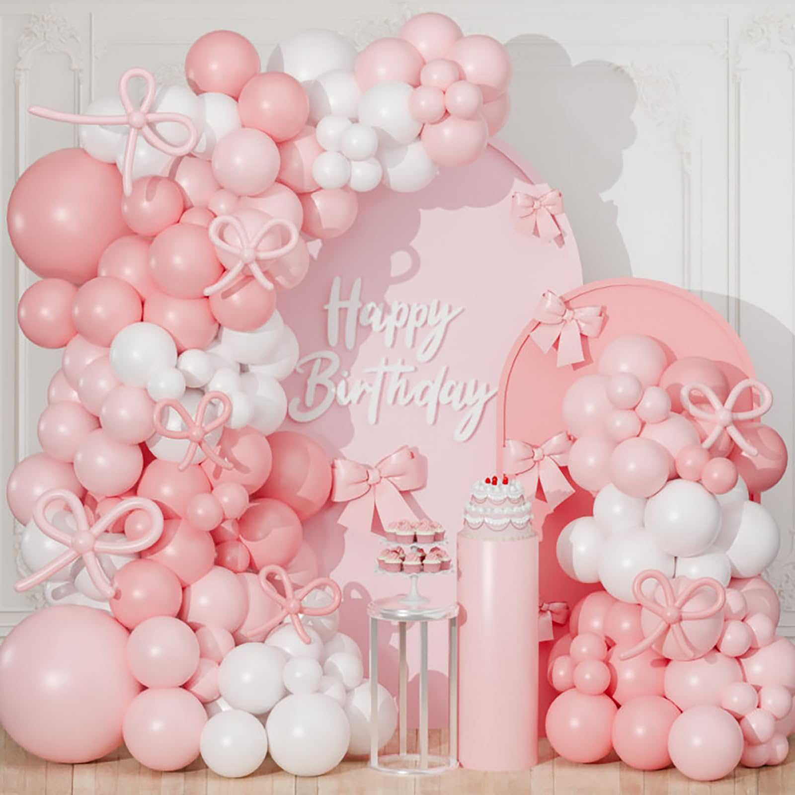 6 PALLONCINI Lattice 30 Cm ROSA POIS BIANCHI Decorazione BATTESIMO COMPL 0F6X