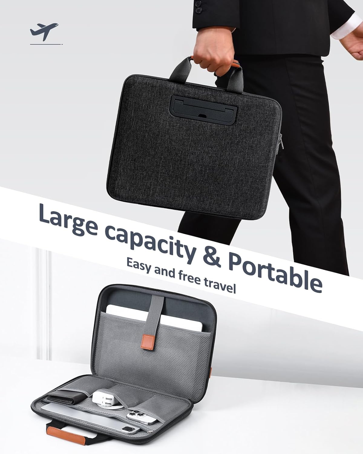 Hard Laptop Case 15.6 Inch for HP Dell Lenovo ASUS Acer - 2 in 1 Laptop Sleeve & Lap Desk with Stopper and Book Clip, Shockproof Waterproof 16.2 MackBook Pro Case - Black
