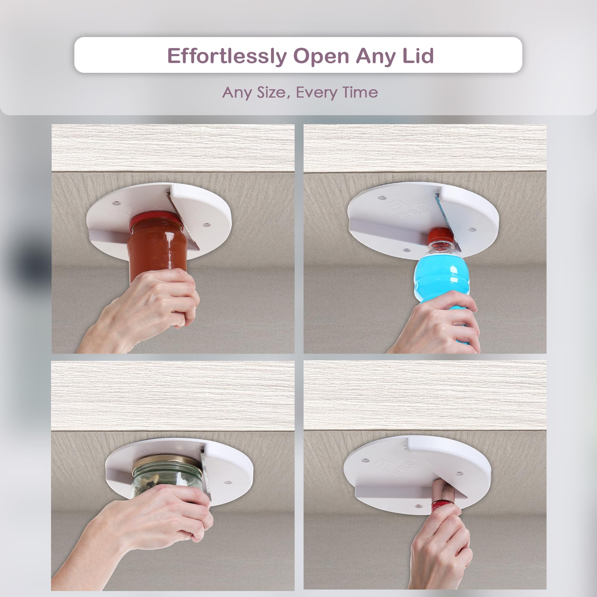 GHAMCHU Manual Jar Opener For Seniors, Under Cabinet Jar Lid, Bottle Opener, Effortless, One Handed Gadgets, Seniors with Arthritis, Low Strength With Easy Grip, Essential Kitchen Gadgets - 1pcs Set