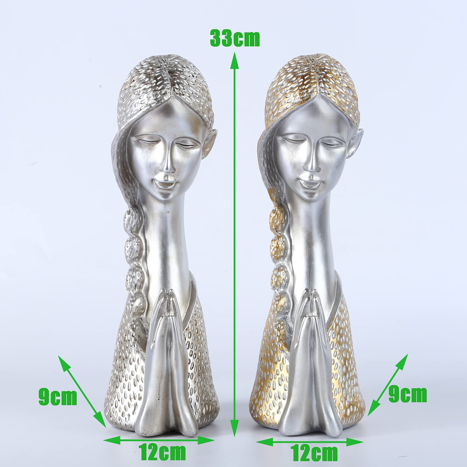Estatua Moderna Figuritas Art Deco Damas, Mujeres en Oro/Plata Estatuas de Niña Artesanías de Resina de Gran Tamaño, Plata