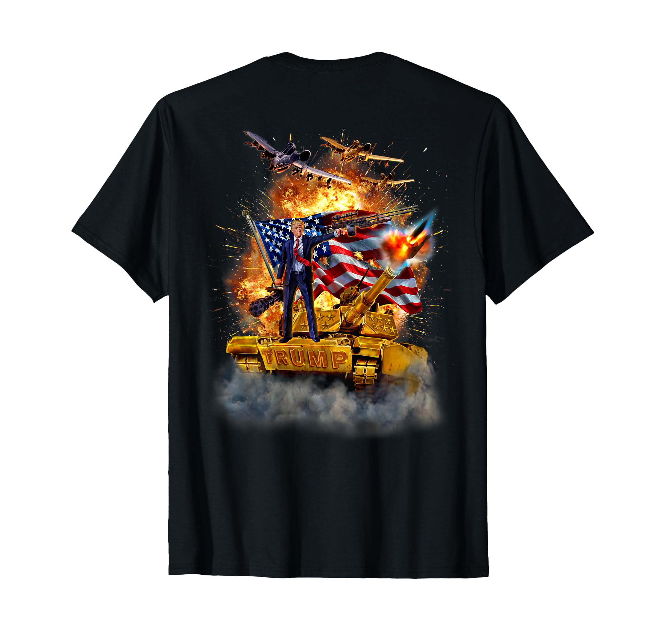 Amazon | 戦車 の上に立つ トランプ大統領 Tシャツ | Tシャツ