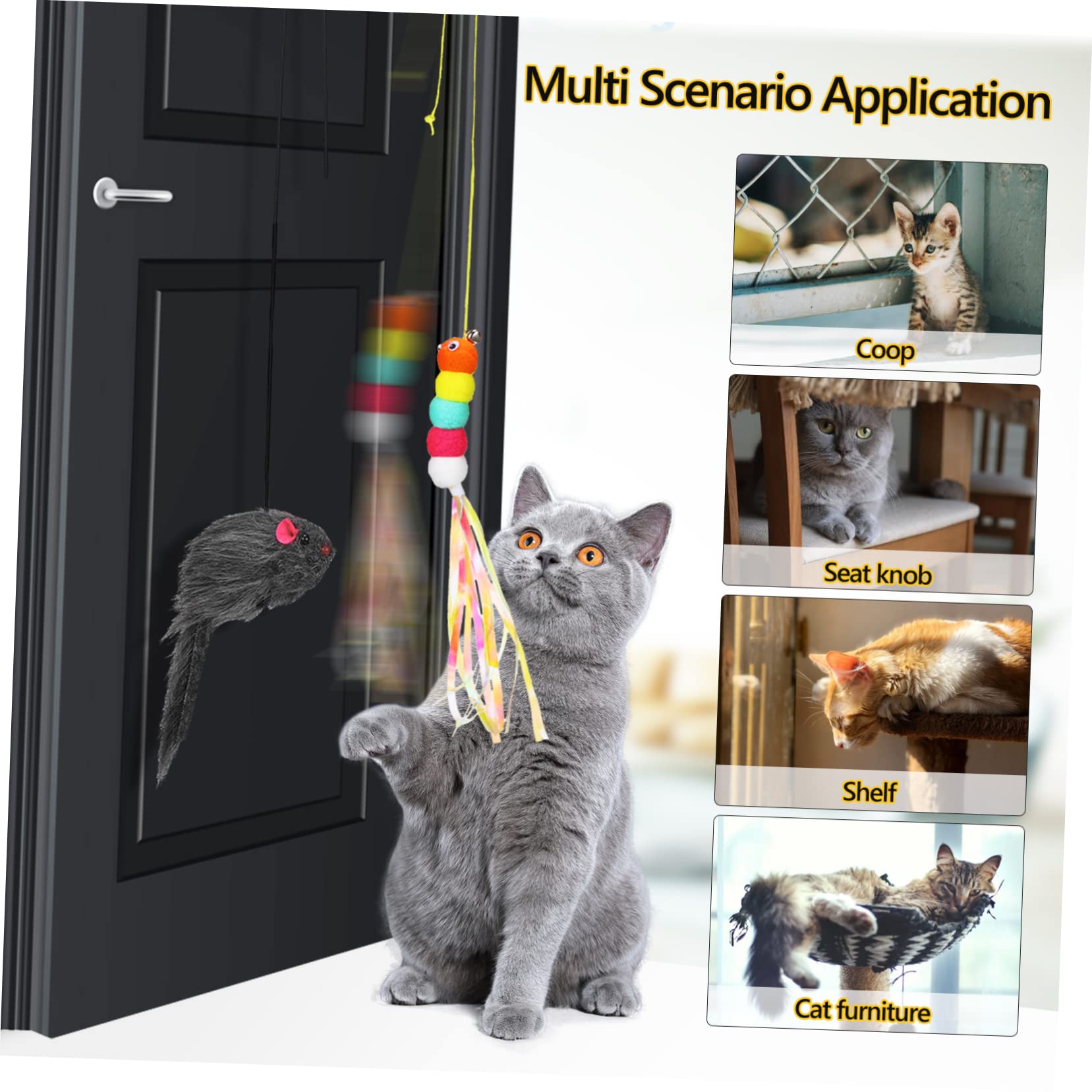 Didiseaon 18piezas Juguetes Colgantes para Gatos con Campana y Cuerda Retráctil Juguetes Interactivos para Mascotas Puertas Diseño De Ratón y Oruga para Gatos Interiores