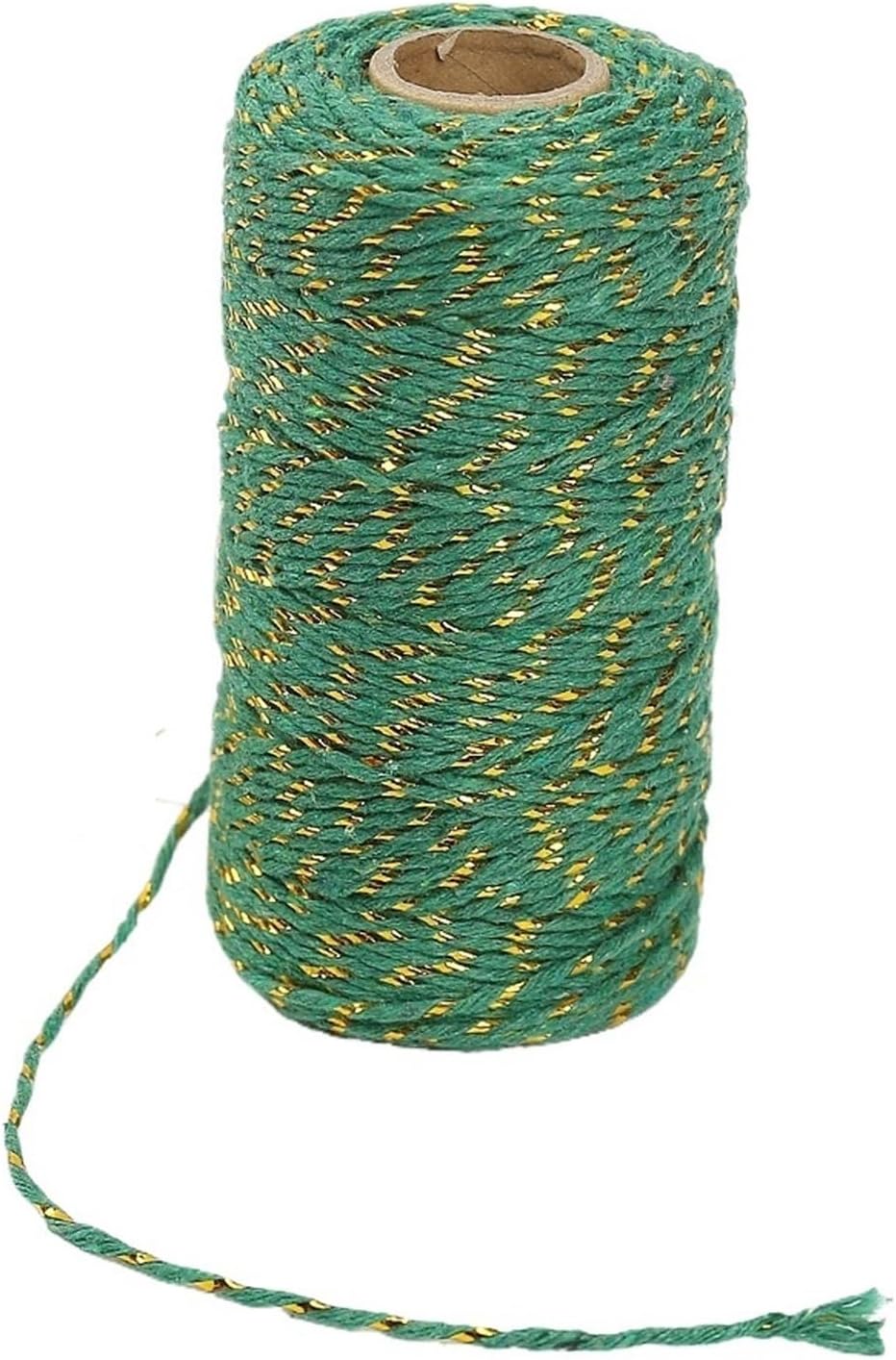Cooking Twine 3rplls Bakers Twine 100m x 2mm Glitter Cotton Cords Metallic Yarn Twisted Macrame String Cord Ribbon for Home Decor Gift Wrapping for Crafts Gift Gardening Crochet Knitting(Green Gold)