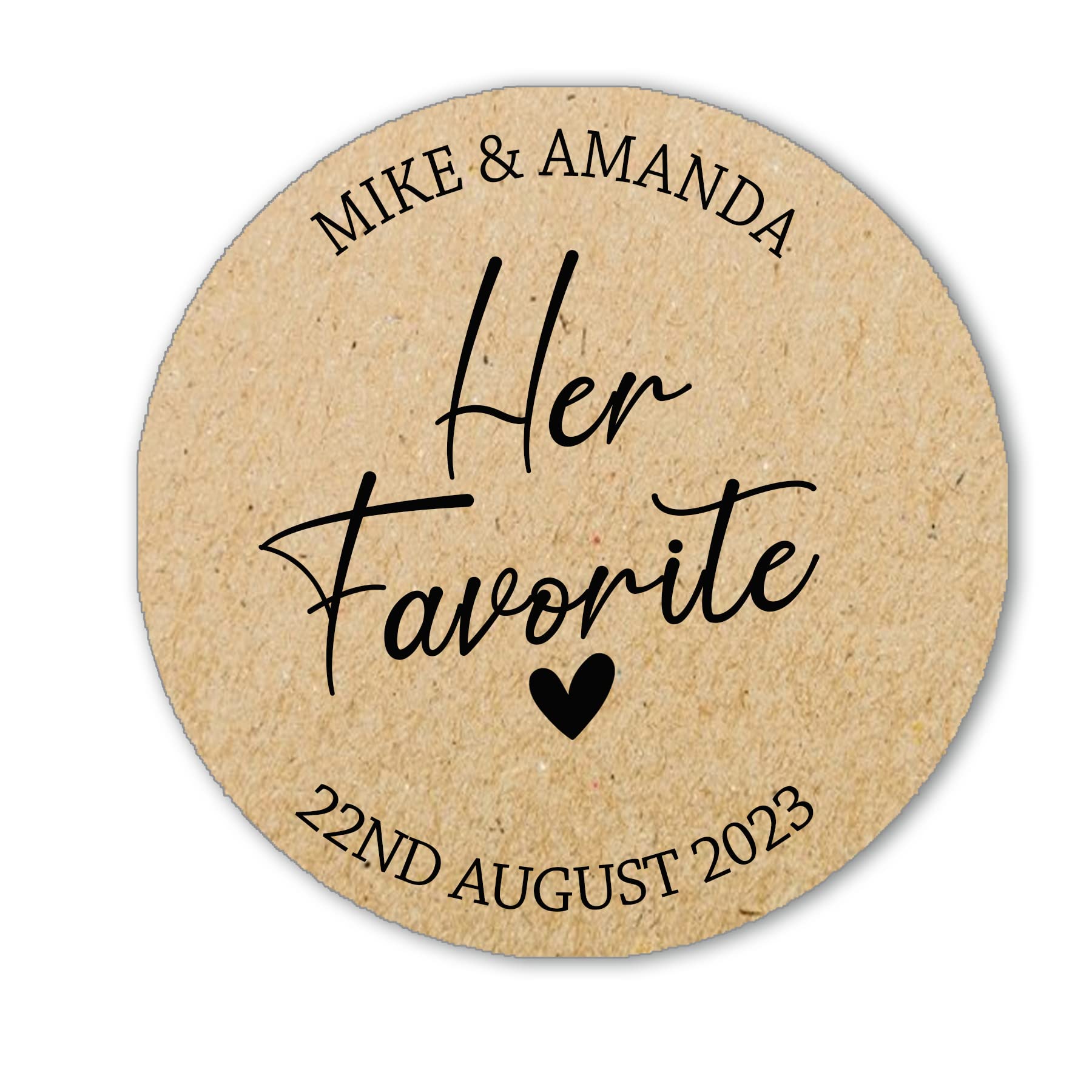 His & Her Favourite Sticker, Party Favour Stickers, His Favorite Label, His Favour Labels, Favor Stickers, Party Bag Label - HER FAV - 24 Kraft (45mm)