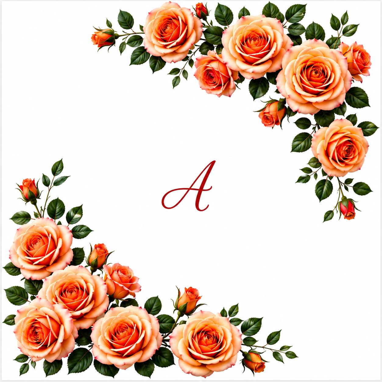 Personalised White Handkerchief with Orange Rose Initial Design-image-49