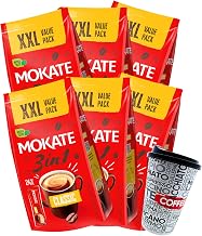 MOKATE 3 in 1 XXL Instant Coffee Classic / Pack of 6 (6 x 24 Sticks of 17 g) Instant Coffee Drink Powder from Soluble Bean Coffee Includes Free Coffee Mug