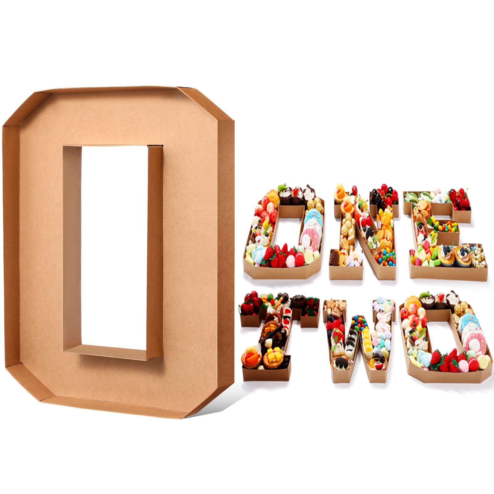 SiliFine 13.7''H Cardboard Letter Box for Charcuterie, Birthday, Festival - Fillable Paper Mache Candy Container - Letter O