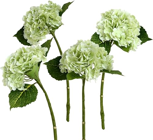 4 hortensias artificiales de 21 pulgadas de color azul sintético, flores de hortensias de seda de tacto real con tallos para novia, boda, fiesta, 4 hortensias artificiales de 21 pulgadas de color azul sintético, flores de hortensias de seda de tacto real con tallos para novia, boda, fiesta,