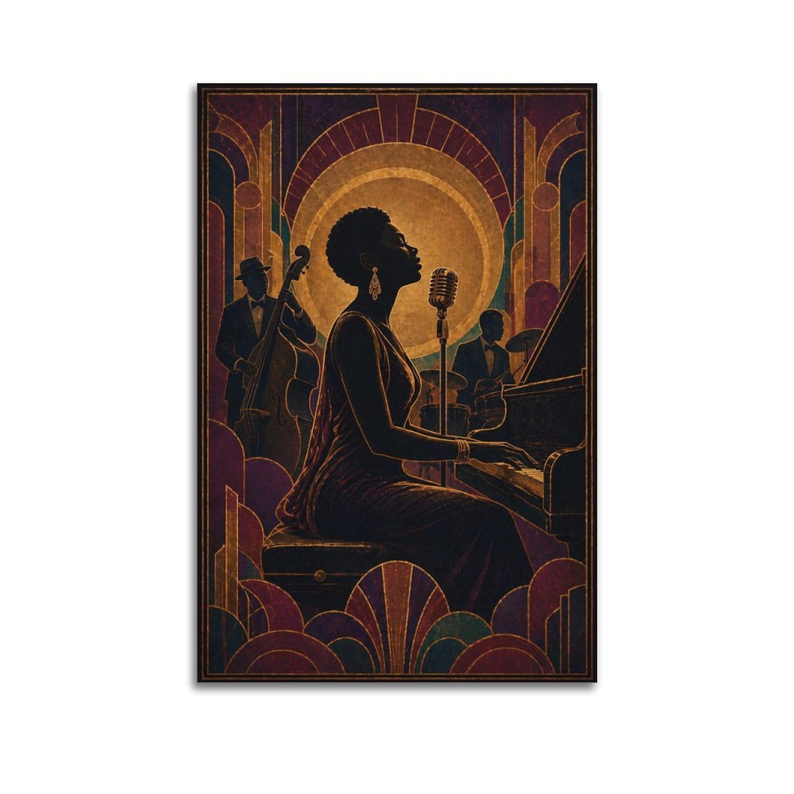 Okngb Unframe-Style Vintage Harlem Style Jazz Band Club Poster Decorative Painting Canvas Art Picture 24X36inch(60X90cm)