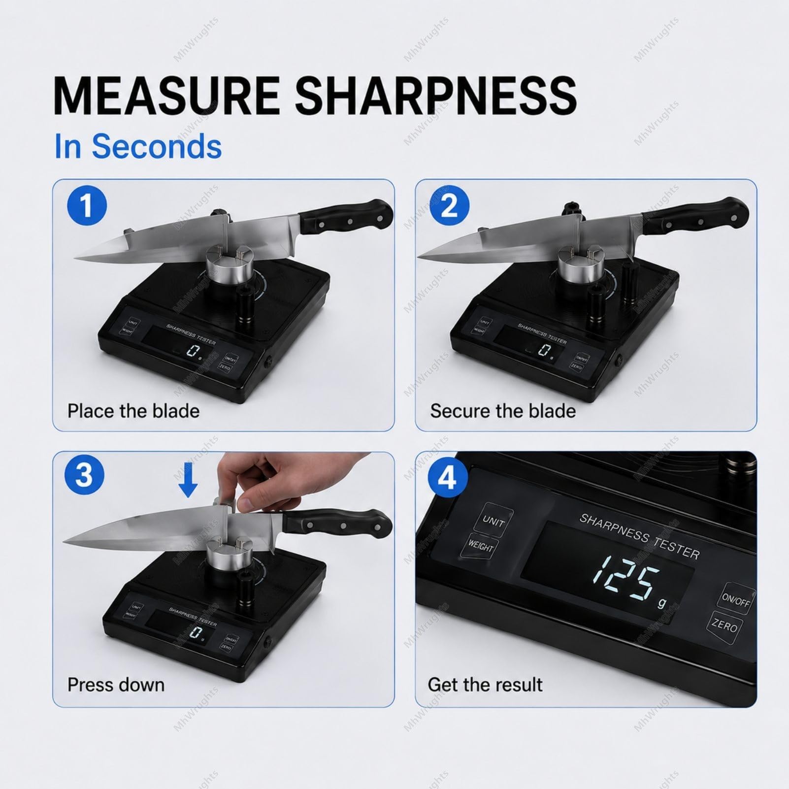 Tester per l'affilatura dei coltelli, misuratore di affilatura della Lama con opzioni di risoluzione 0,1 g/1 g/5 g, capacità di misurazione da 1 a 3 kg, Supporto Magnetico a 360° 5g