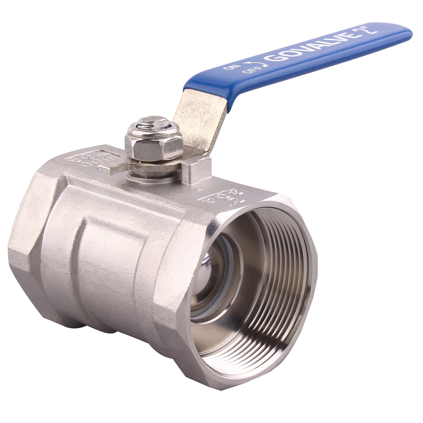 1 válvula de bola de acero inoxidable – 5 cm NPT hembra puerto estándar 1 pieza tipo válvula de bola para agua, aceite y gas (paquete de 2)