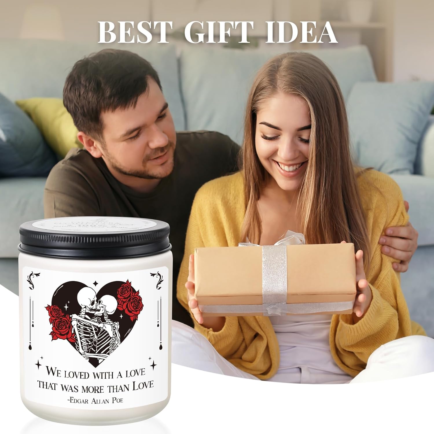 Valentines Day Gifts for Him Her, Anniversary Gothic Candle for Women Men, Birthday Gifts for Boyfriend Girlfriend, Christmas, Bridal Shower, I Love You Gift for Couple, Wife, Husband - Lavender - Image 2