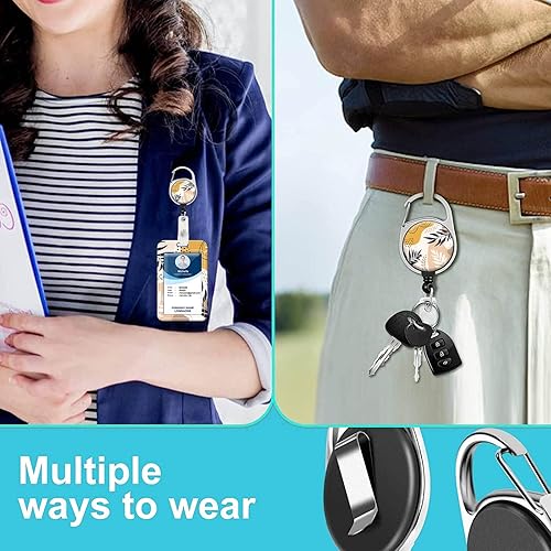 Miniatura 4 de Soporte para tarjetas de identificación con cordón, carrete retráctil con clip giratorio para cinturón, llavero y cordones desmontables, carretes