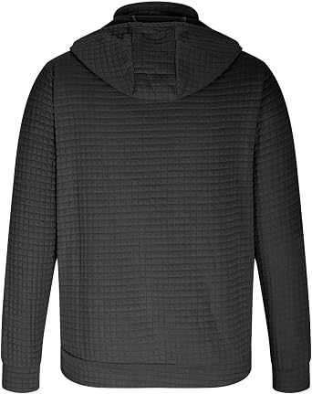 Zip Up Hoodie for Men Casual Stand Collar Button Pullover Waffle Sweatshirts Heavyweight 1/4 Zip Drawstring Shirt