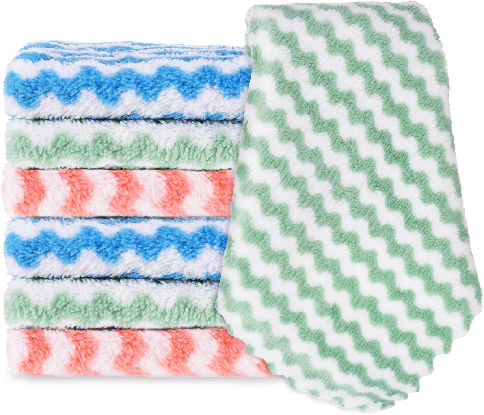 KroY PecoeD6 Pack Microfibre Cleaning Cloth Microfibre Cleaning Rag, Super Absorbent Fibre Dish Cleaning Cloths Cleaning Multifunctional Reusable Towels for Windows Car Kitchen Bathrooms, 9.8x9.8 IN