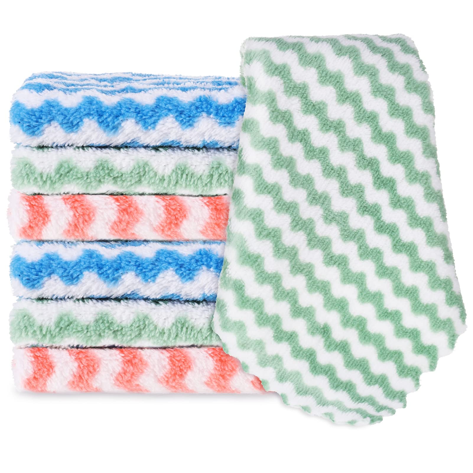 KroY PecoeD6 Pack Microfibre Cleaning Cloth Microfibre Cleaning Rag, Super Absorbent Fibre Dish Cleaning Cloths Cleaning Multifunctional Reusable Towels for Windows Car Kitchen Bathrooms, 9.8x9.8 IN
