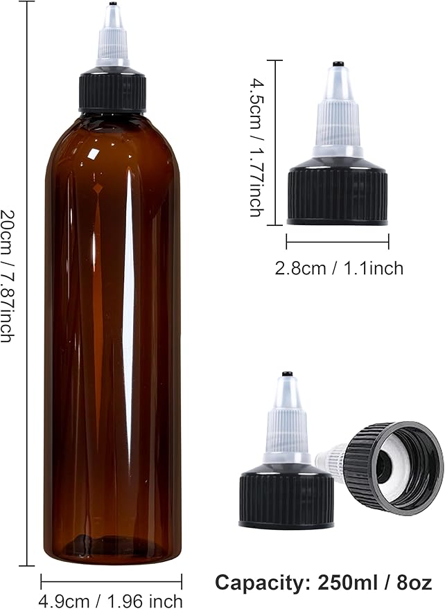EOSAU 2 Pcs 8oz Botellas Plástico Ámbar con Tapa Giratoria miniatura 3
