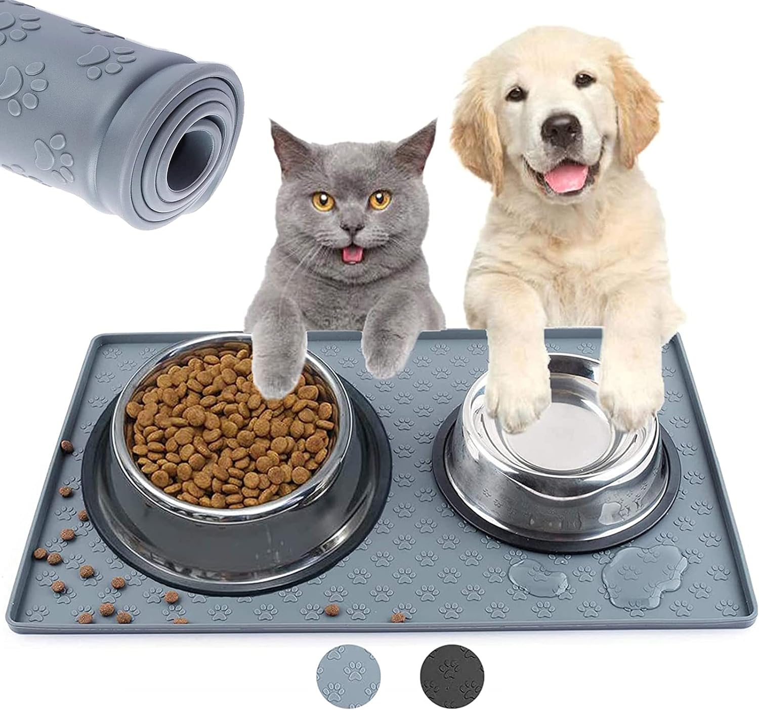 Dog Food Mat,Millketitech Dog Cat Pet Feeding Mat,Waterproof Silicone