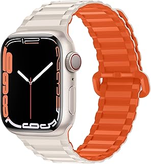 XMUXI Pulseira compatível com Apple Watch Correias magnéticas 49mm 45mm 41mm 44mm 40mm Cinto de substituição ajustável de silicone para IWatch Series 9/8/7/Ultra/SE/6/5/4/3/2/1 (não relógio)