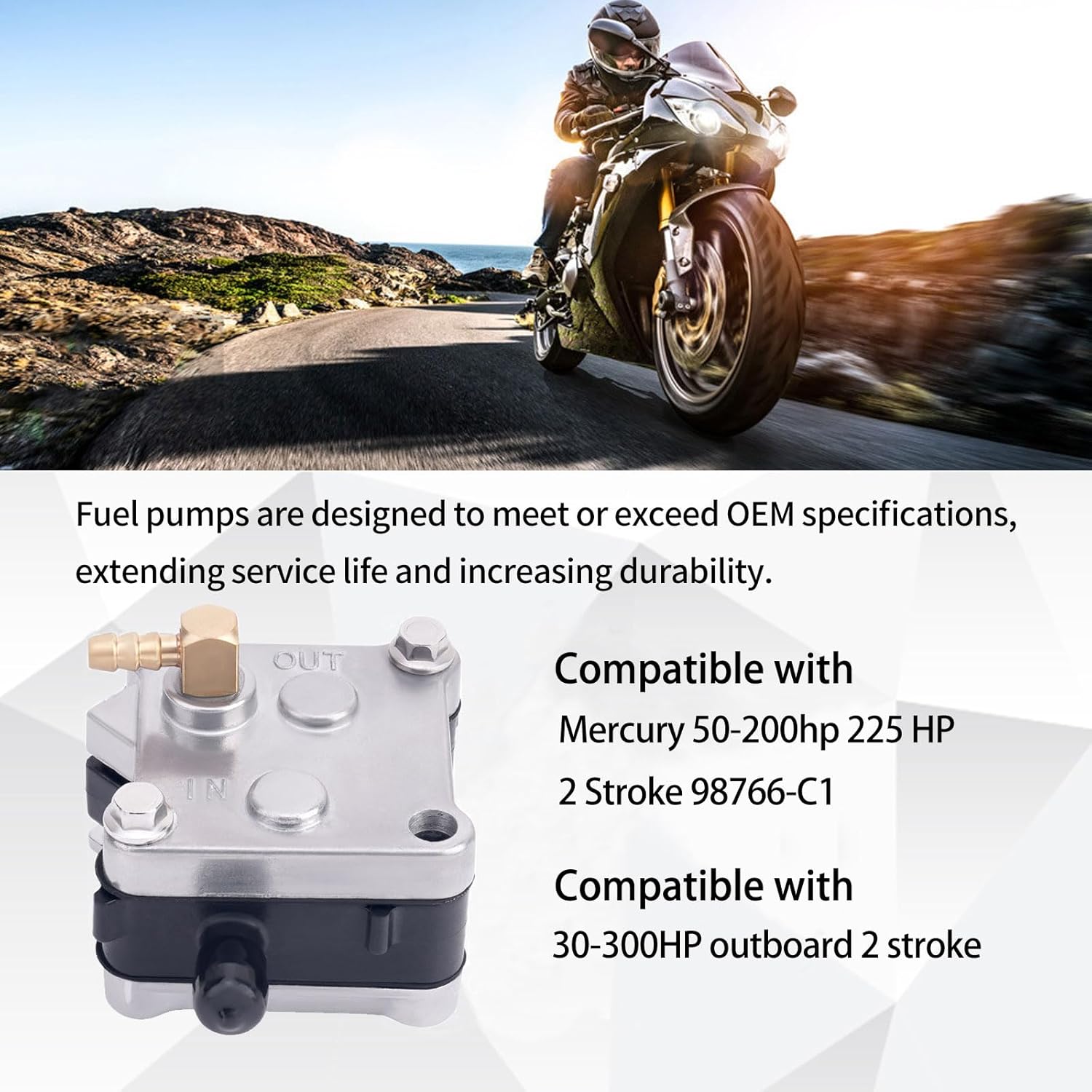 Electric fuel pump Compatible with 30-300HP outboard 2 stroke 98766-C1 30 40 45 50 55 60 65 75 80 90 100 115 125 150 175 200 225 250 300 HP 14360A16 14360A41 14360A43 14360A50 14360A71 14360A73