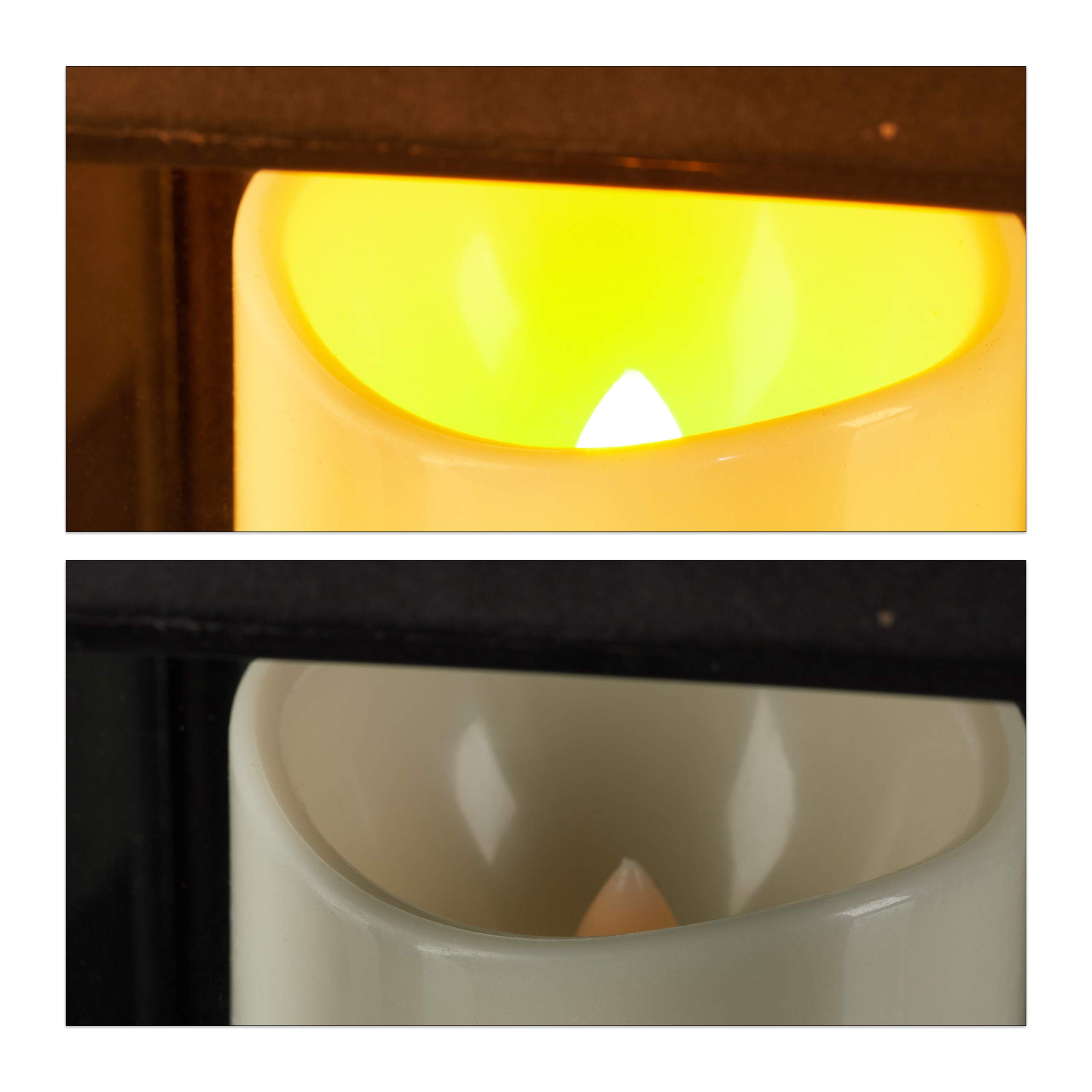 4x Lanterne a LED, Candela Effetto Fiamma, per Ambienti Esterni, H: 23 cm, Nero