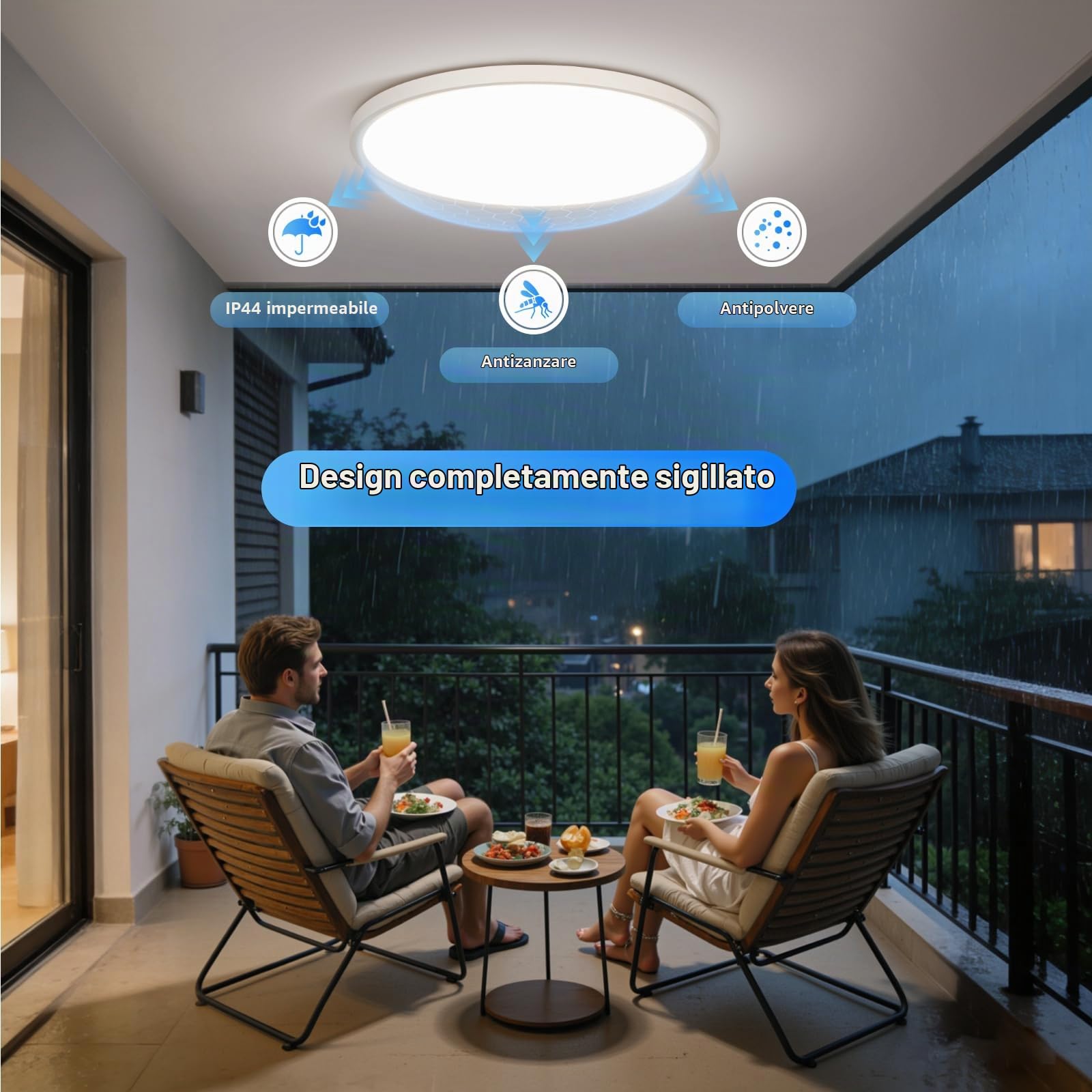 OTREN Plafoniera LED Soffitto Dimmerabile 56W 60CM Lampadario con Telecomando, Modalità Notturna e Memoria, 3000K–6500K, IP44 Impermeabile per Camera da Letto, Soggiorno, Ufficio e Cucina