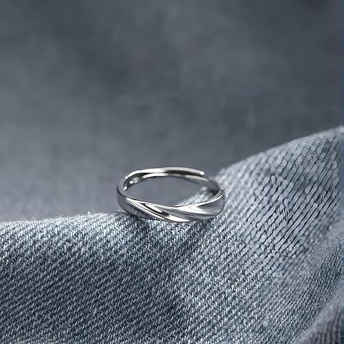 Miniatura 13 de 925 Sterling Silver Ring Minimalist Adjustable Rings Band Handmade Rings for Women Girls