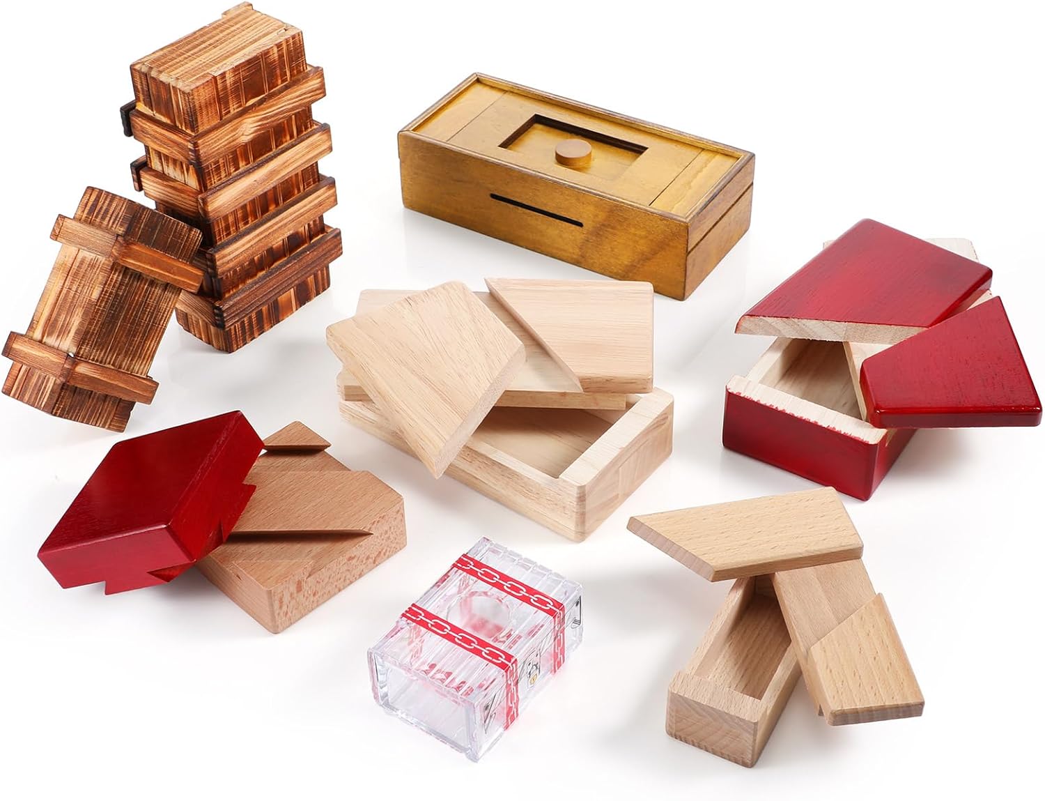 Hanaive 8 Pcs Puzzle Box with Hidden Compartment for Adults