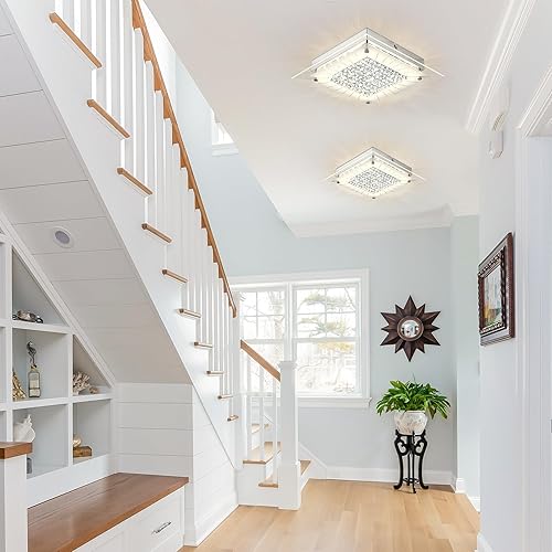 Miniatura 6 de Lámpara de techo de cristal empotrada de cristal, luces LED para dormitorio, lámparas LED para techo, montaje de techo para baño, pasillo,