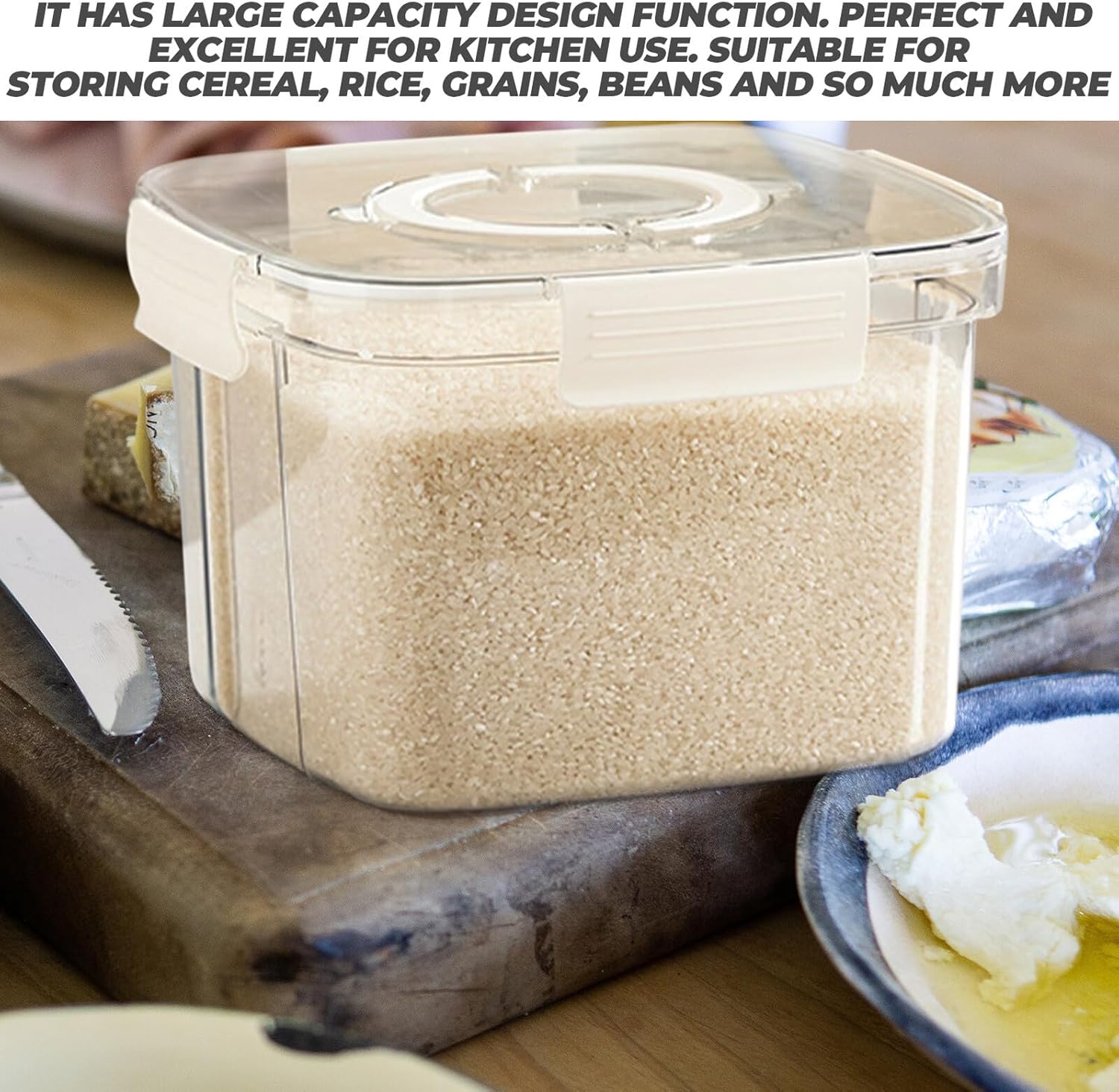 Airtight Rice Storage Container 9l with Lid, Food-grade Plastic Grain and Flour Canister, Kitchen Pantry Organizer for Home Rice and Flour Storage