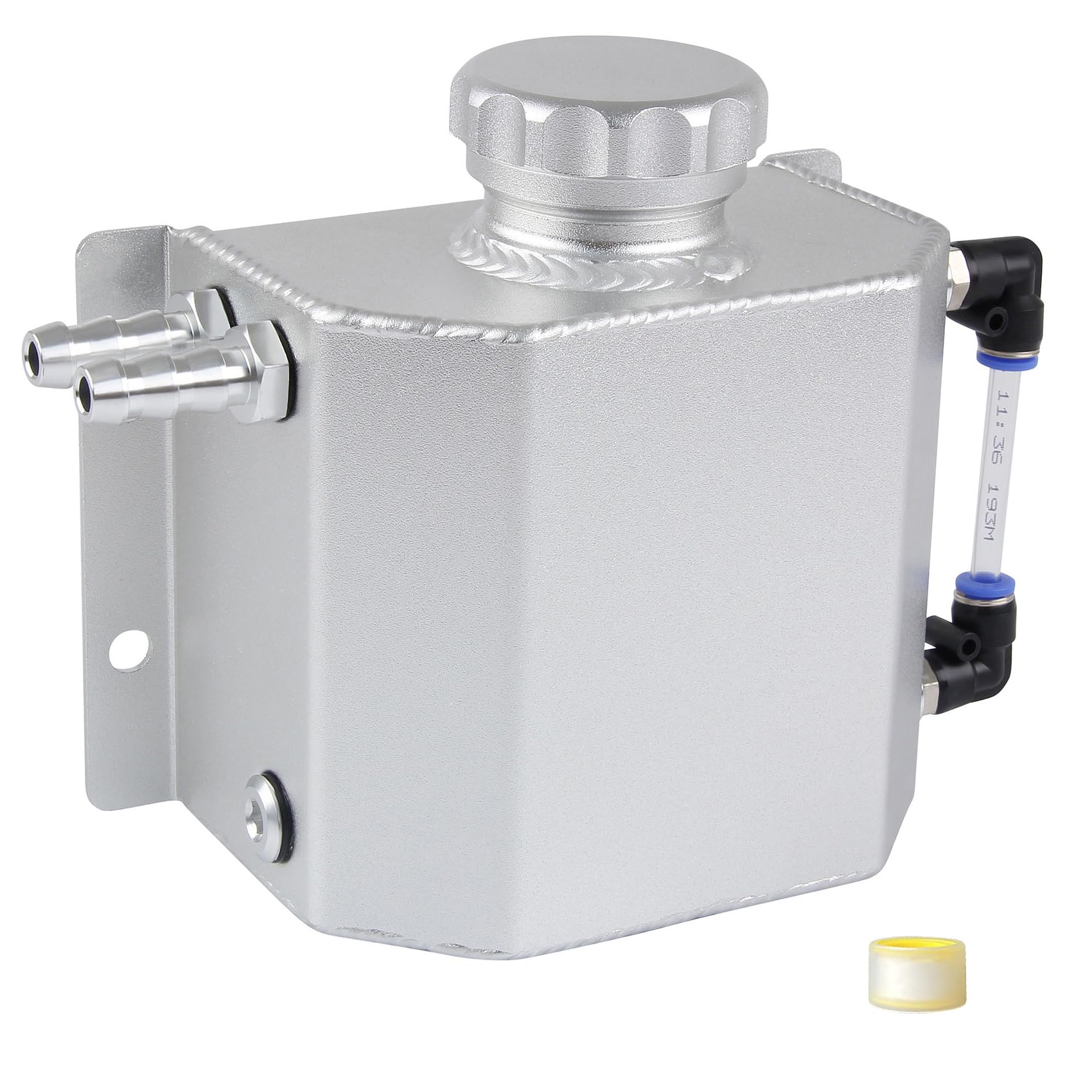Salem Auto Parts Coolant Radiator Tank Reservoir Expansion Overflow Tank Universal 1L Aluminum Silver