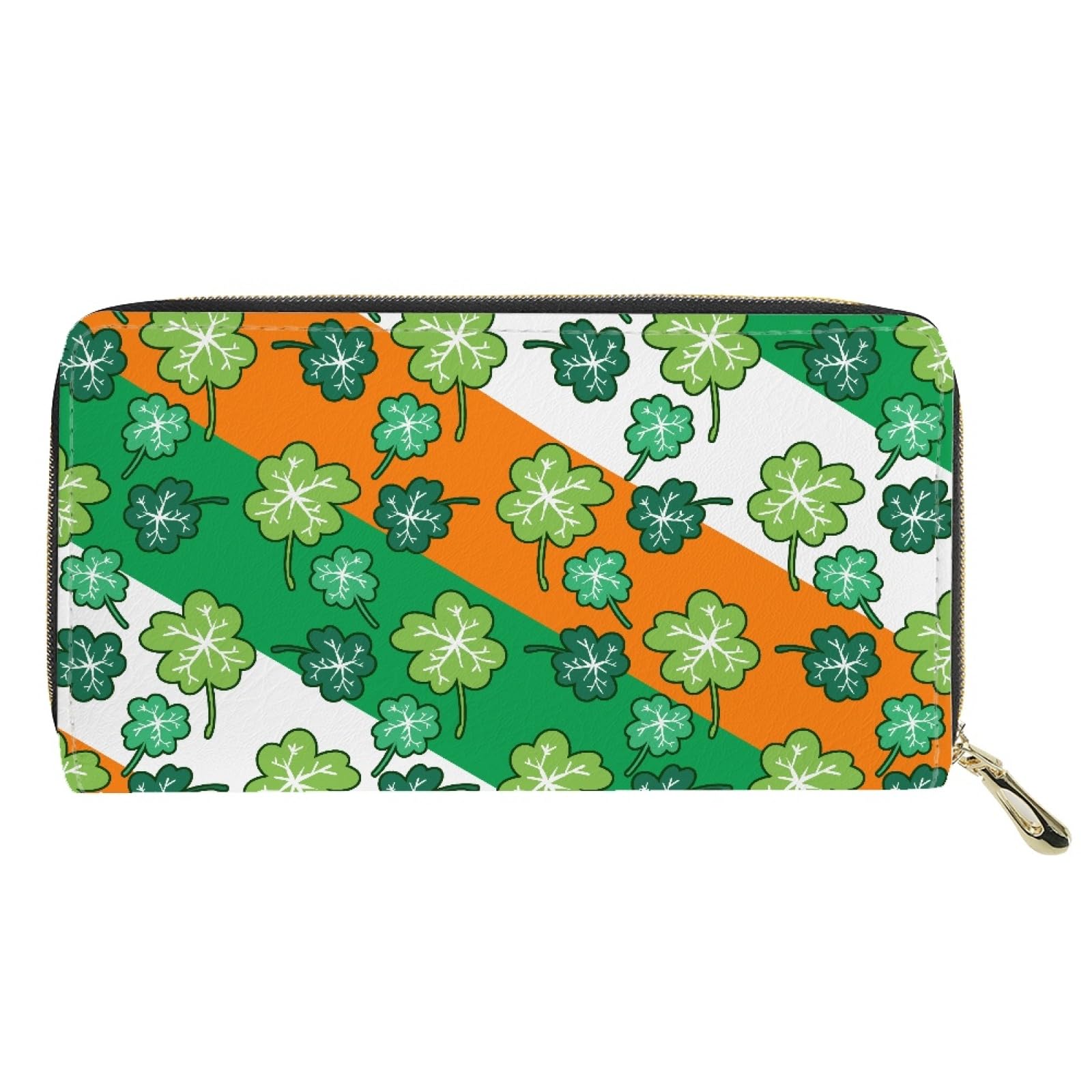 JOAIFO Womens Wallet Fashion Saint Patrick Print Long Clutch Large Capacity Purse Billfold Wallet St. Patrick's Day Theme PU Leather Clutch Bag