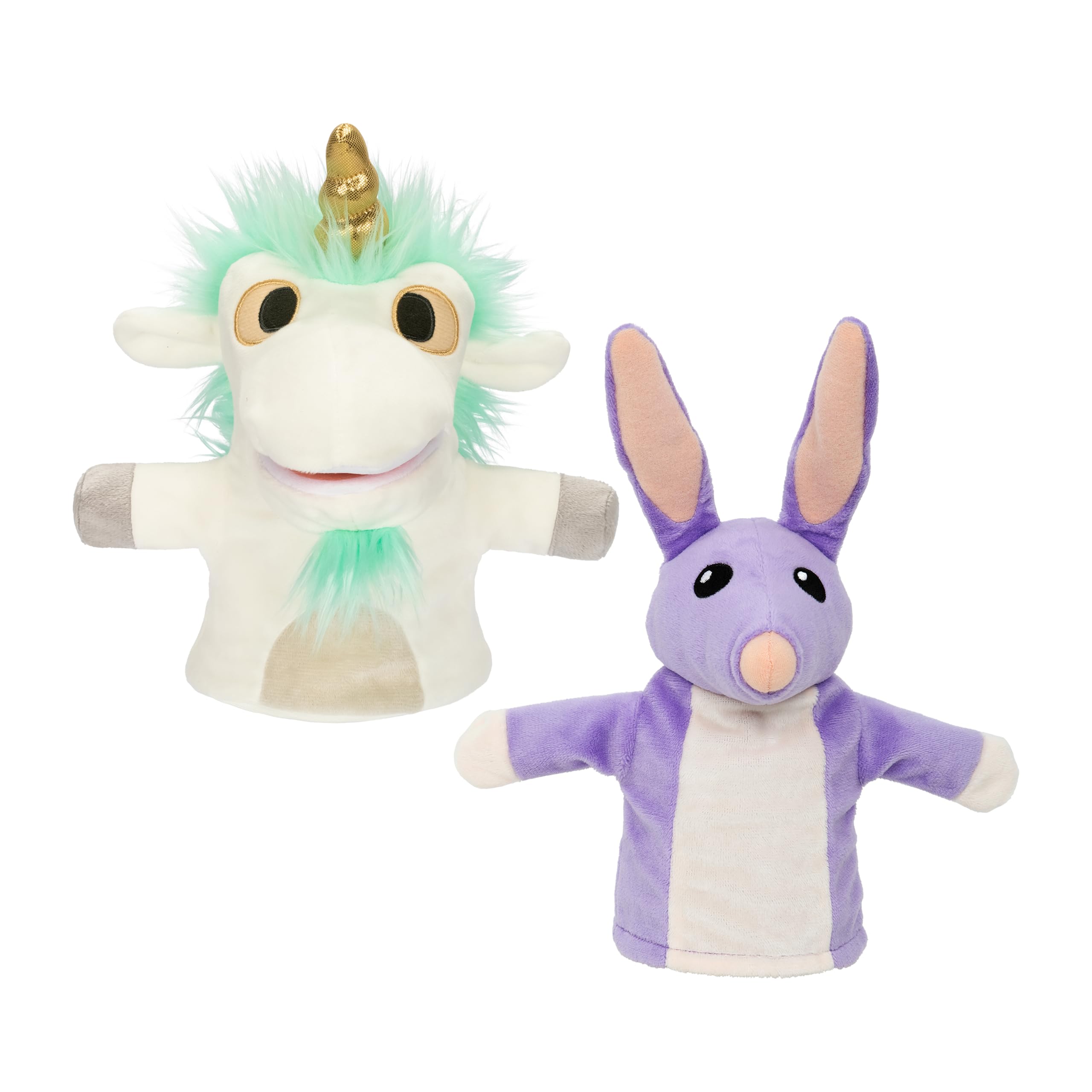 Bluey Unicorse & Bob Bilby Hand Puppet Plush 2-Pack – 8-9” Soft Deluxe Fabric, Embroidered Details, Perfect for Toddler Hands, Imaginative Play, Official Bluey Toys, Amazon Exclusive