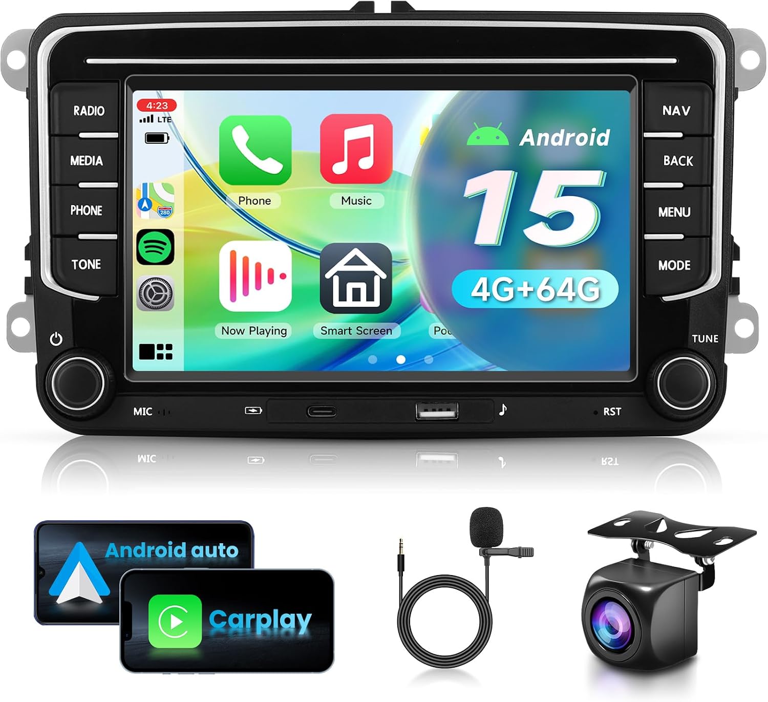 VECHTEL Android 15 Car Stereo with accessories