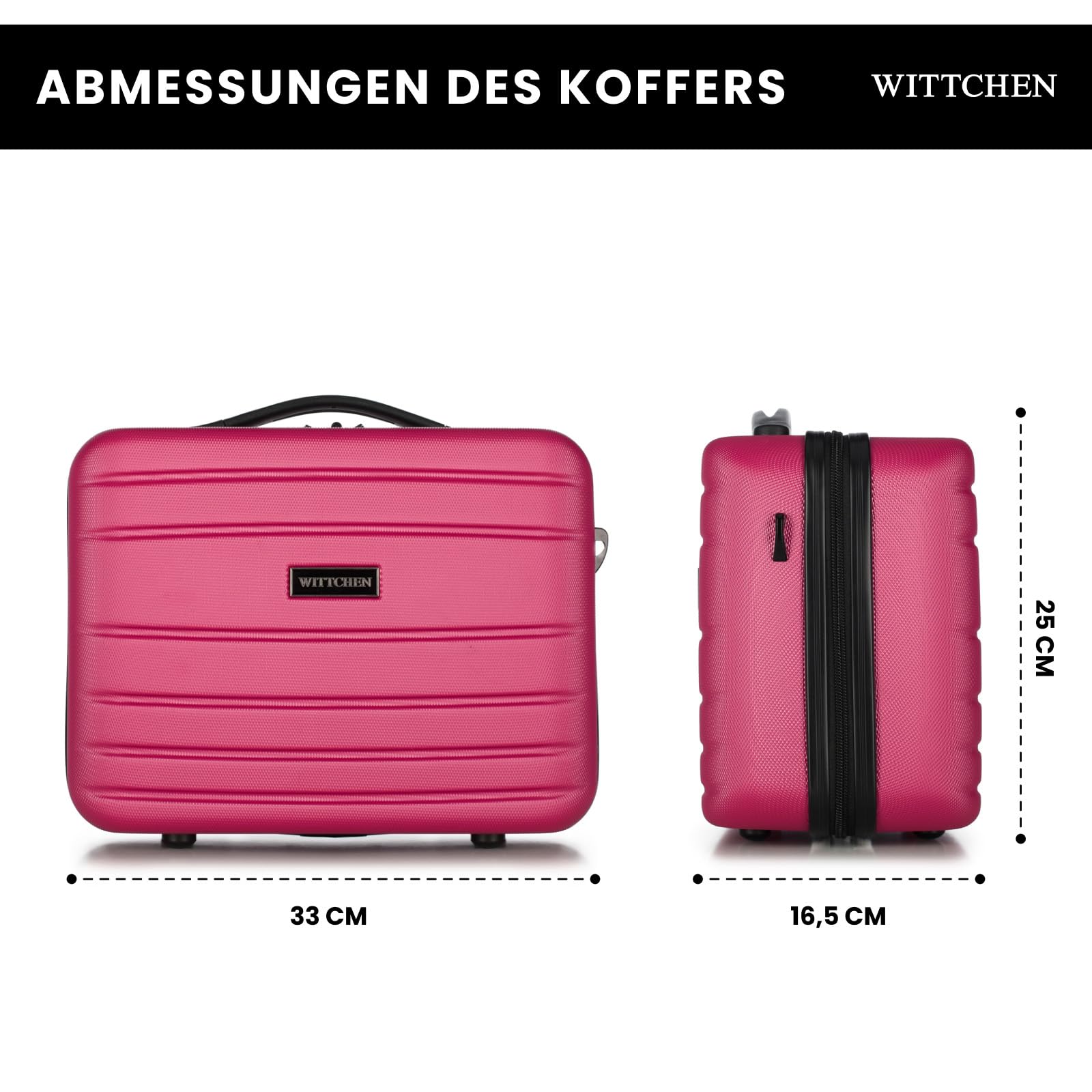 WITTCHEN Globe Line Kosmetikkoffer Reisekoffer Handgepäck Kabinenkoffer Hartschale aus ABS Zahlenschloss | 25 x 33 x 16,5 cm | Rosa Lufthansa/Eurowings/Ryanair/Condor/Discover Airlines