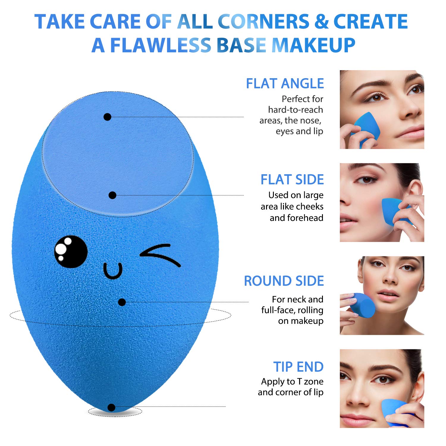 Larbois 3-Pack Blender Beauty Foundation Blending Sponge, Professional Beauty Makeup Set - Image 2