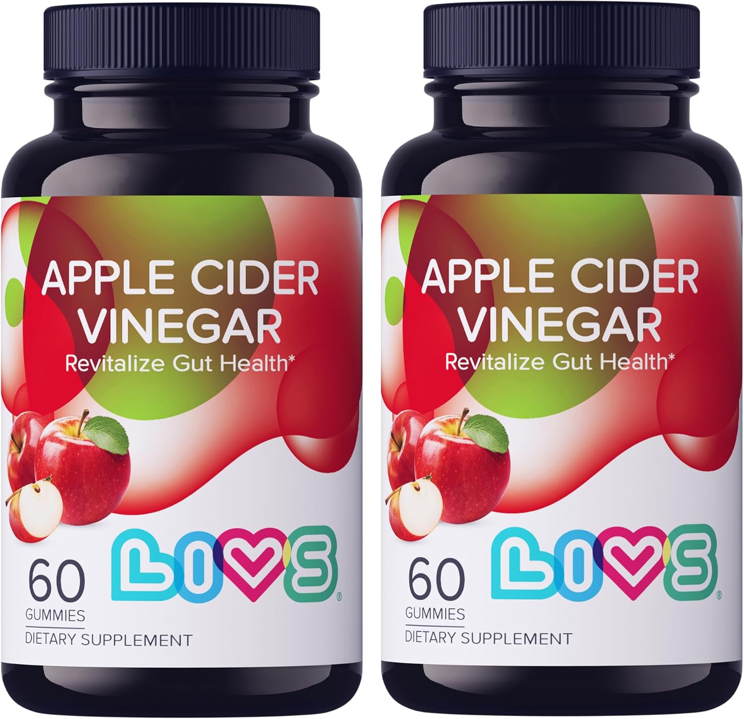 LIVS Apple Cider Vinegar Plus Gummies with Turmeric & Ginger | Organic ACV Gummies – Vegan, Gluten-Free & Non-GMO – 120 Count