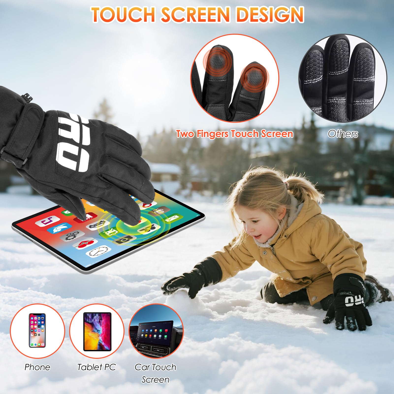Guanti Invernali Riscaldati USB Uomo/Donna – Touch Screen, 3 Livelli Calore (45°-40°-37°C), Per Sci E Ciclismo - 2