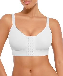 FeelinGirl Post Surgery Bras for Womem Front Closure Mastectomy Bras Surgical Wireless Full Coverage Compression Bra
