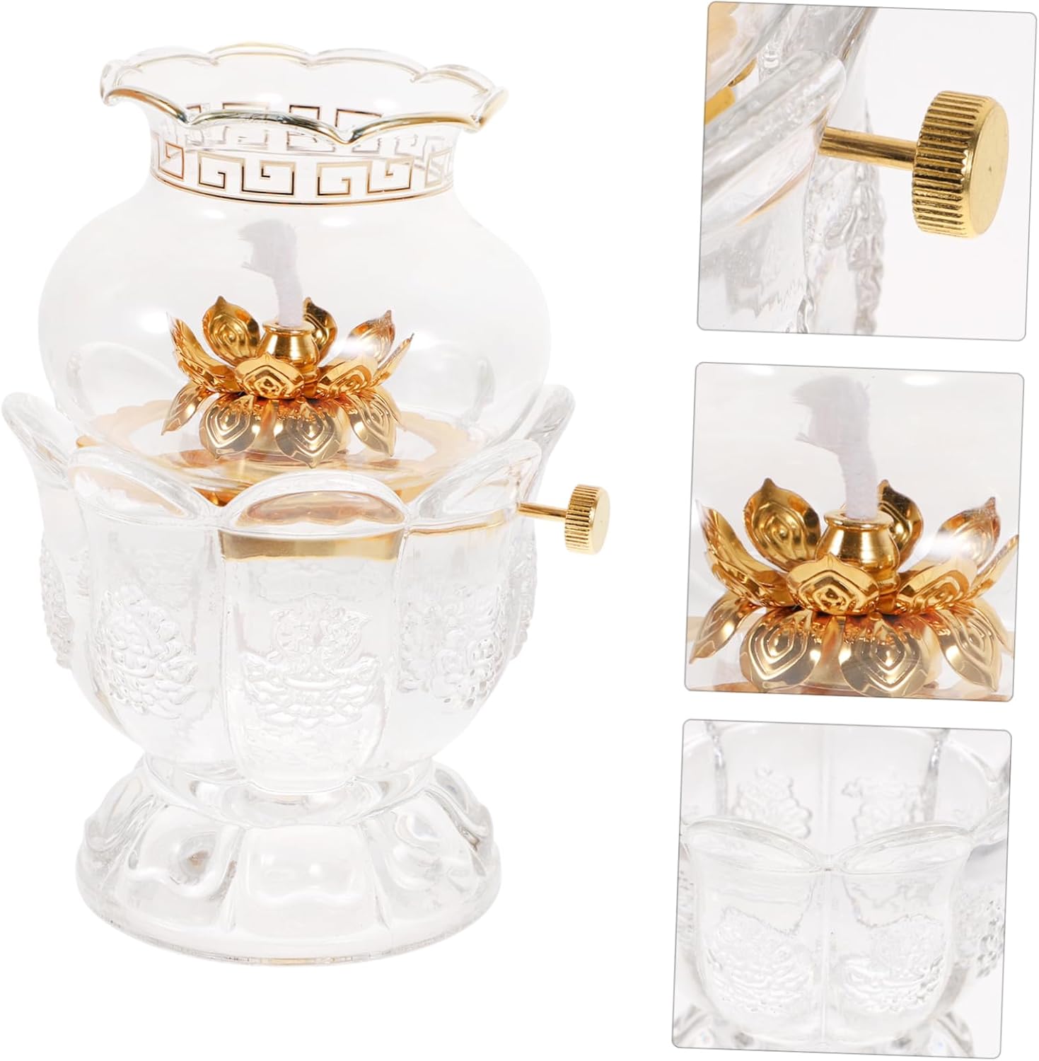PRETYZOOM 1PC Smokeless Buddha Temple Oil Lamp Windproof Butter Lamp for Home Decor for Buddhist Hall and Indoor Use Elegant Design for Worship and Serenity