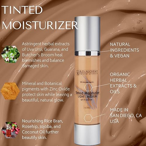 Miniatura 3 de RD Alchemy - Crema hidratante teñida 99% natural y orgánica LIGHT - Sombra media con SPF. La mejor crema BB y CC para pieles normales a secas.