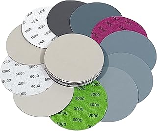Rouswee 24PCS 5 Inch #1000-#5000 Hook and Loop Wet Dry Sanding Discs 1000/1200/1500/2000/2500/3000/4000/5000 Grit Compatible for Random Orbital Sander Sanding Grinder (24 PCS 5 inch #1000-#5000)