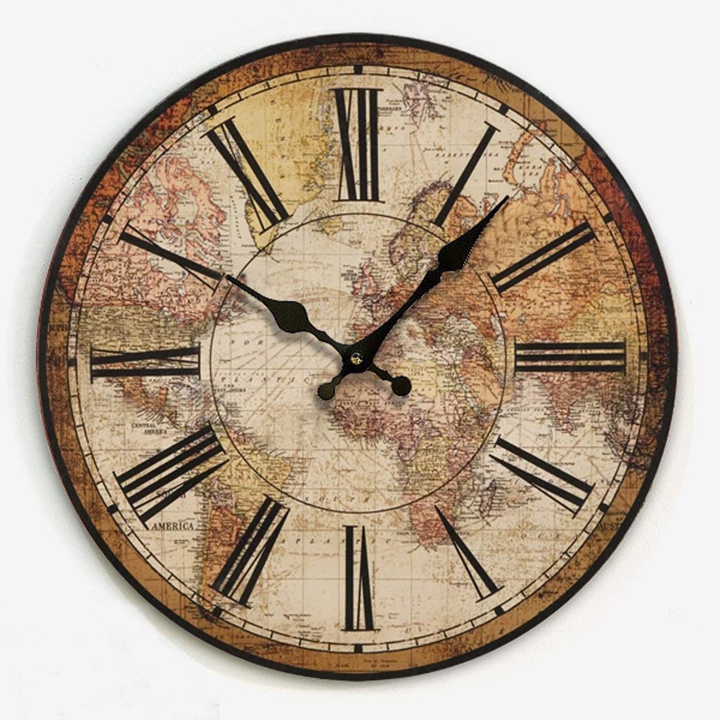 KRXSOBNV wall clock, American Country Rustic Retro Wall Clock, Living Room Fashion Creative Personality