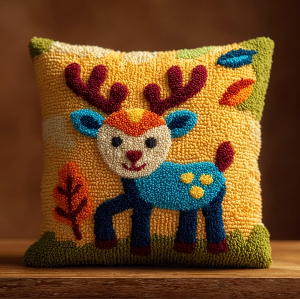Wallustrioaw Animal Deer Latch Hook Pillow Case Kits,