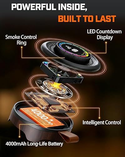 Miniatura 3 de Kit de ahumador eléctrico de whisky con control de humo ajustable (0 a 60 años), kit de ahumador de cóctel con 6 virutas de madera, no necesita