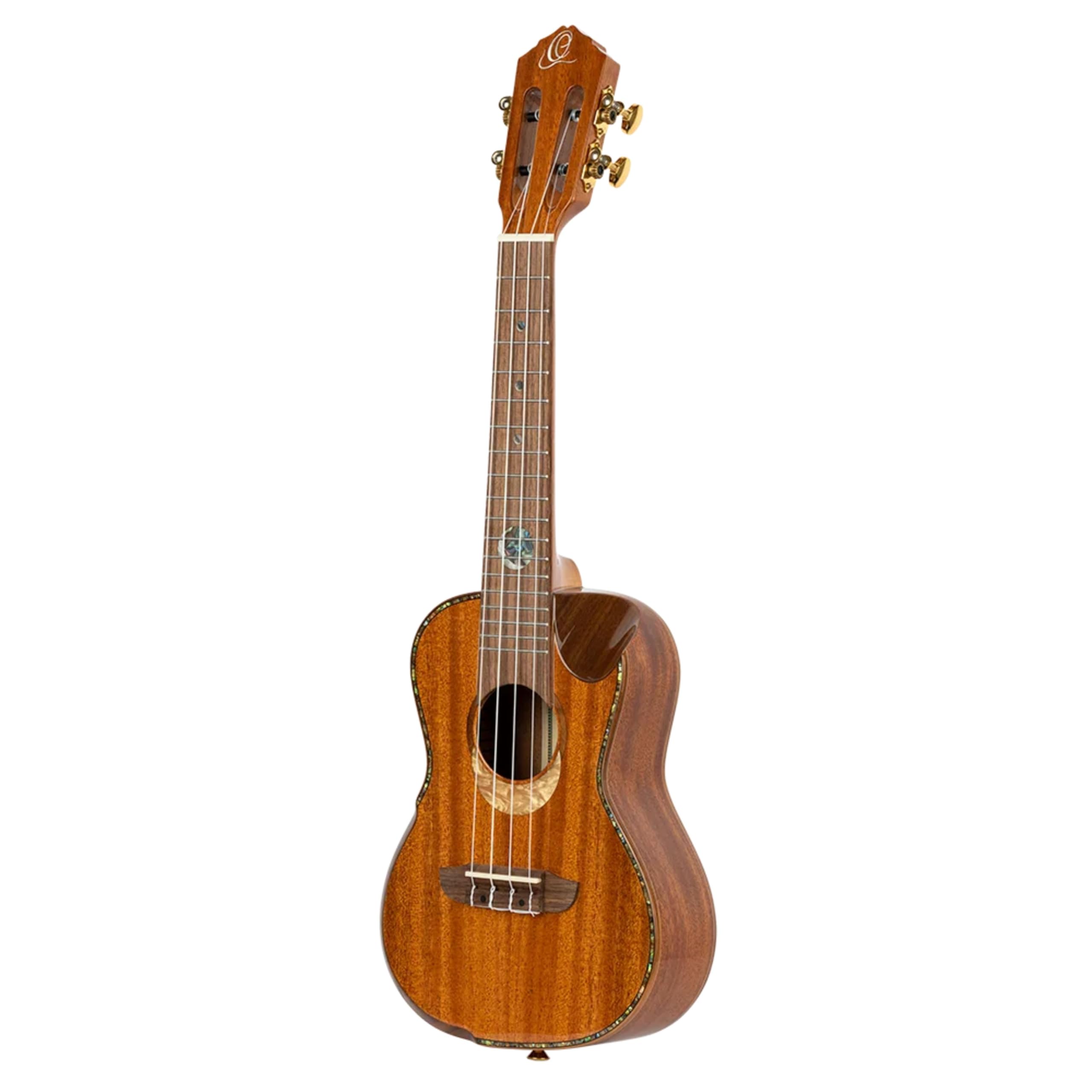 Ortega Guitars Ukulélé Concert Acoustique – 2 évents sonores – Série Custom Built – Avec Housse – Acajou, Naturel (ECLIPSE-CC4)