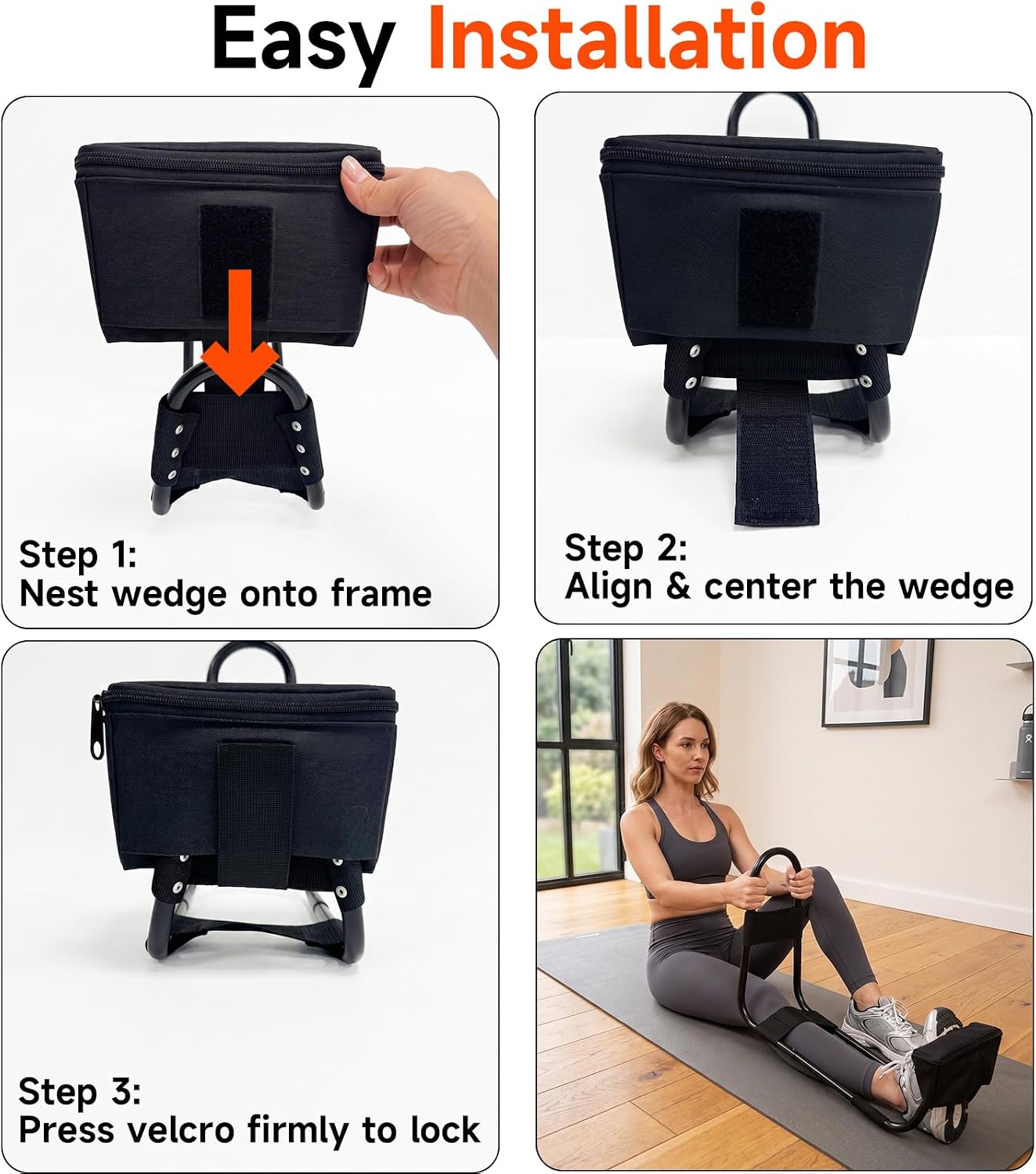Black Elevation Pad Compatible with Hamstring & Calf Stretching Device Accessory for Deeper Leg Stretch, Advanced Flexibility and Fitness Routine