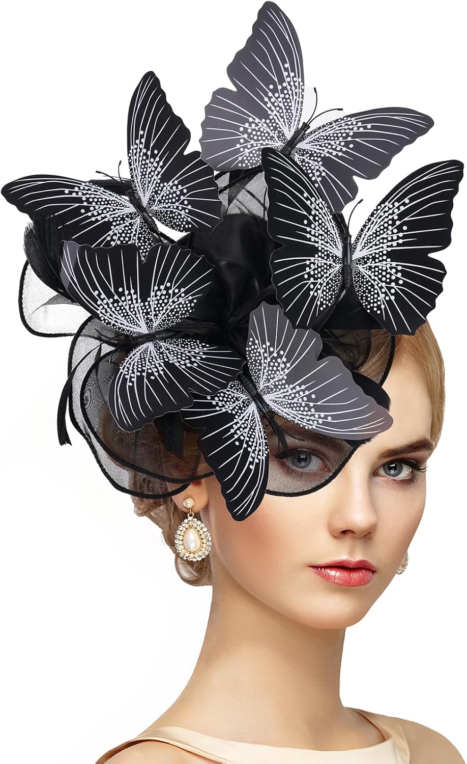 Zinniday Butterfly Organza Fascinators Hats - Monarch Butterfly Tea Party Hat with Hairpin, 2025 Derby Headwear