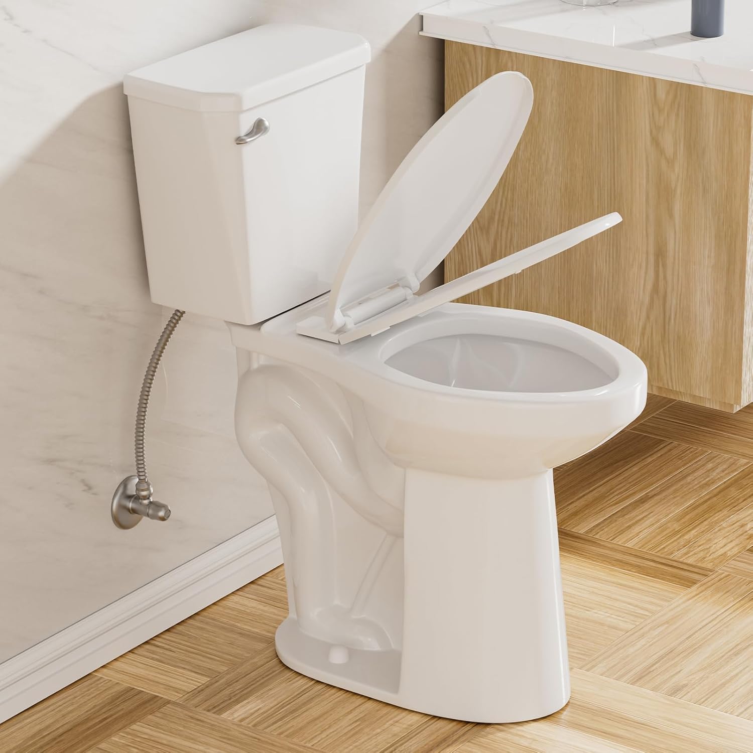 SUPERFLO 21 Inch High Toilet Elongated Extra Tall Toilets with Comfort Height Toilet Seat